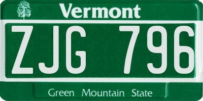 VT license plate ZJG796