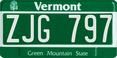 VT license plate ZJG797