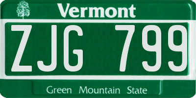 VT license plate ZJG799