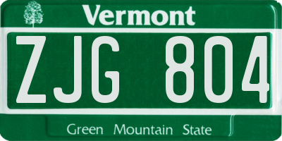 VT license plate ZJG804