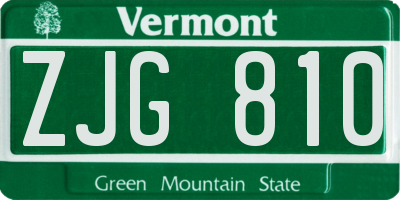 VT license plate ZJG810