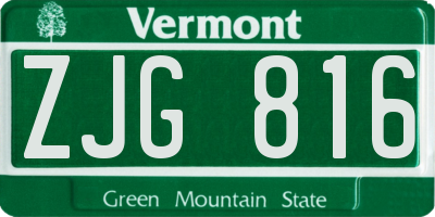VT license plate ZJG816