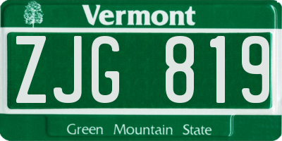 VT license plate ZJG819