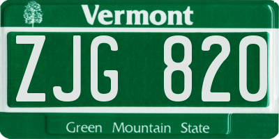 VT license plate ZJG820