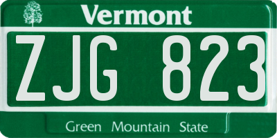 VT license plate ZJG823