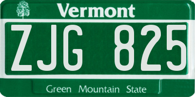 VT license plate ZJG825