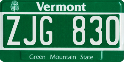 VT license plate ZJG830