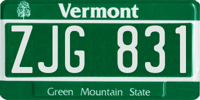 VT license plate ZJG831