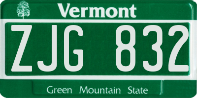 VT license plate ZJG832