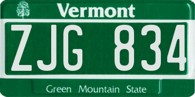 VT license plate ZJG834