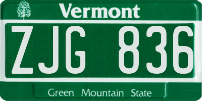 VT license plate ZJG836