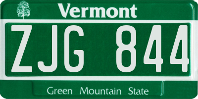 VT license plate ZJG844