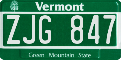 VT license plate ZJG847