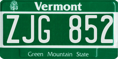 VT license plate ZJG852