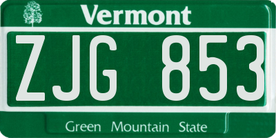 VT license plate ZJG853