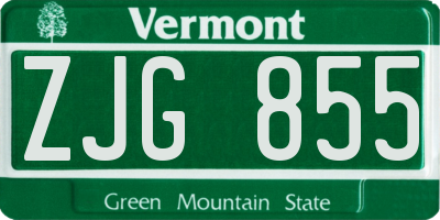 VT license plate ZJG855