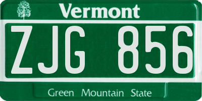 VT license plate ZJG856