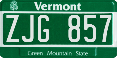 VT license plate ZJG857