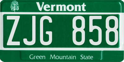 VT license plate ZJG858