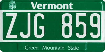 VT license plate ZJG859