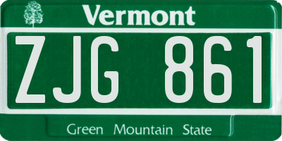 VT license plate ZJG861