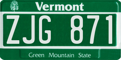 VT license plate ZJG871
