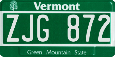 VT license plate ZJG872