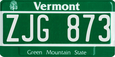 VT license plate ZJG873