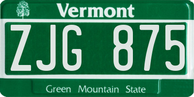VT license plate ZJG875