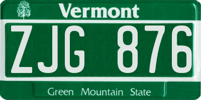 VT license plate ZJG876