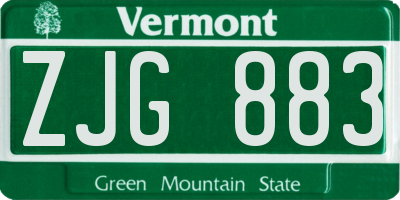 VT license plate ZJG883