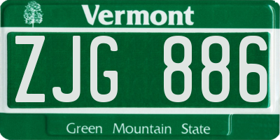 VT license plate ZJG886