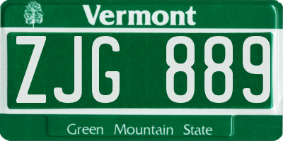 VT license plate ZJG889