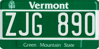 VT license plate ZJG890