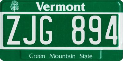 VT license plate ZJG894