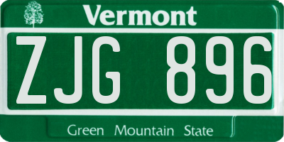 VT license plate ZJG896