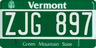 VT license plate ZJG897