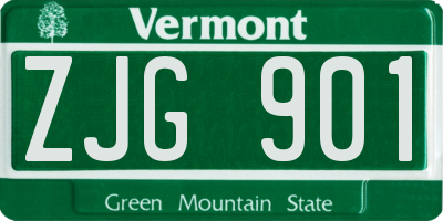 VT license plate ZJG901