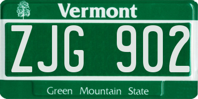 VT license plate ZJG902