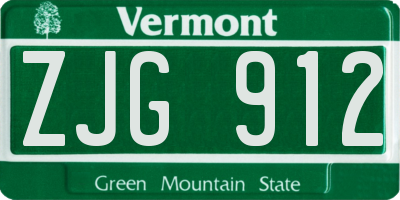 VT license plate ZJG912