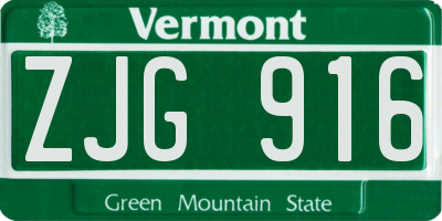 VT license plate ZJG916