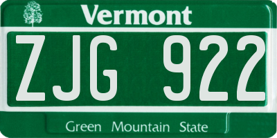 VT license plate ZJG922