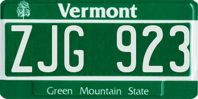 VT license plate ZJG923