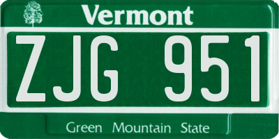 VT license plate ZJG951