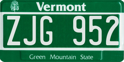 VT license plate ZJG952