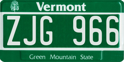 VT license plate ZJG966