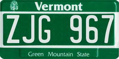 VT license plate ZJG967