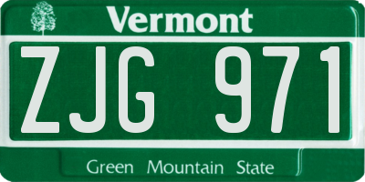 VT license plate ZJG971