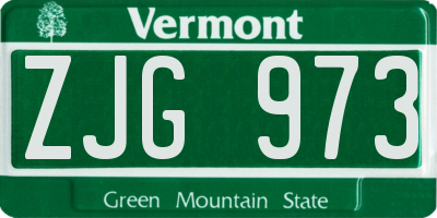 VT license plate ZJG973