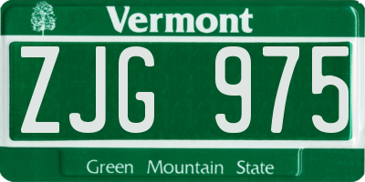 VT license plate ZJG975